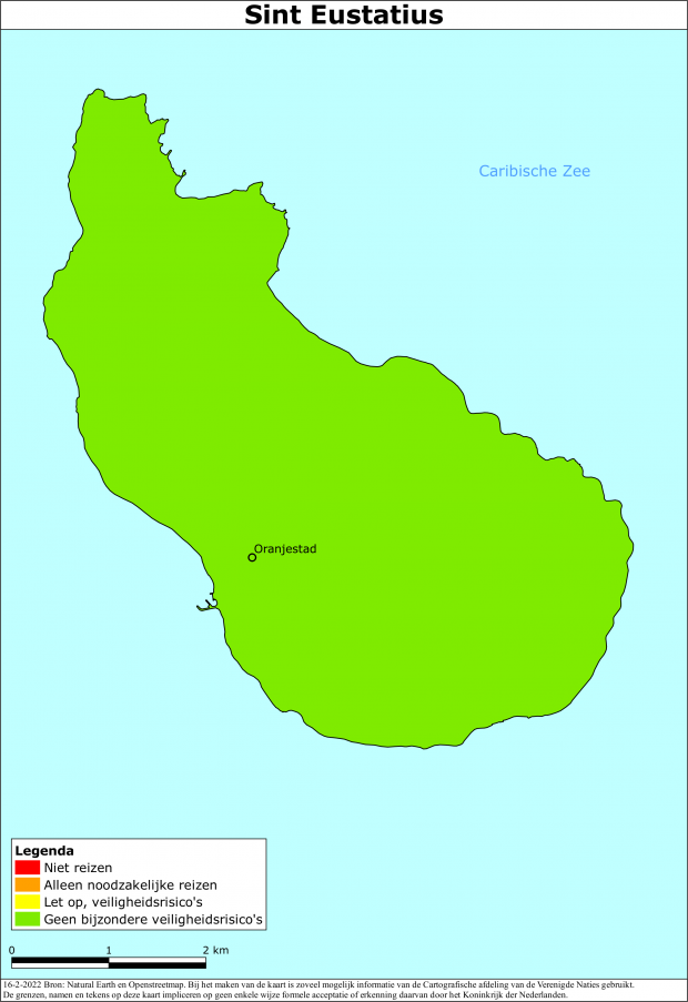 Kaart bij reisadvies Sint Eustatius
